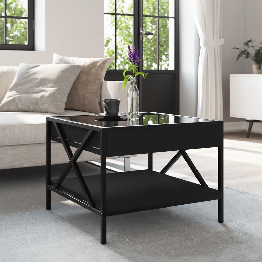 vidaXL Măsuță de cafea cu LED infinity, negru, 50x50x38 cm vidaXL Măsuță de cafea cu LED infinity, negru, 50x50x38 cm