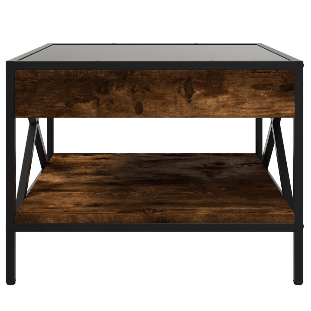 vidaXL Măsuță de cafea cu LED infinity, stejar fumuriu, 50x50x38 cm vidaXL Măsuță de cafea cu LED infinity, stejar fumuriu, 50x50x38 cm