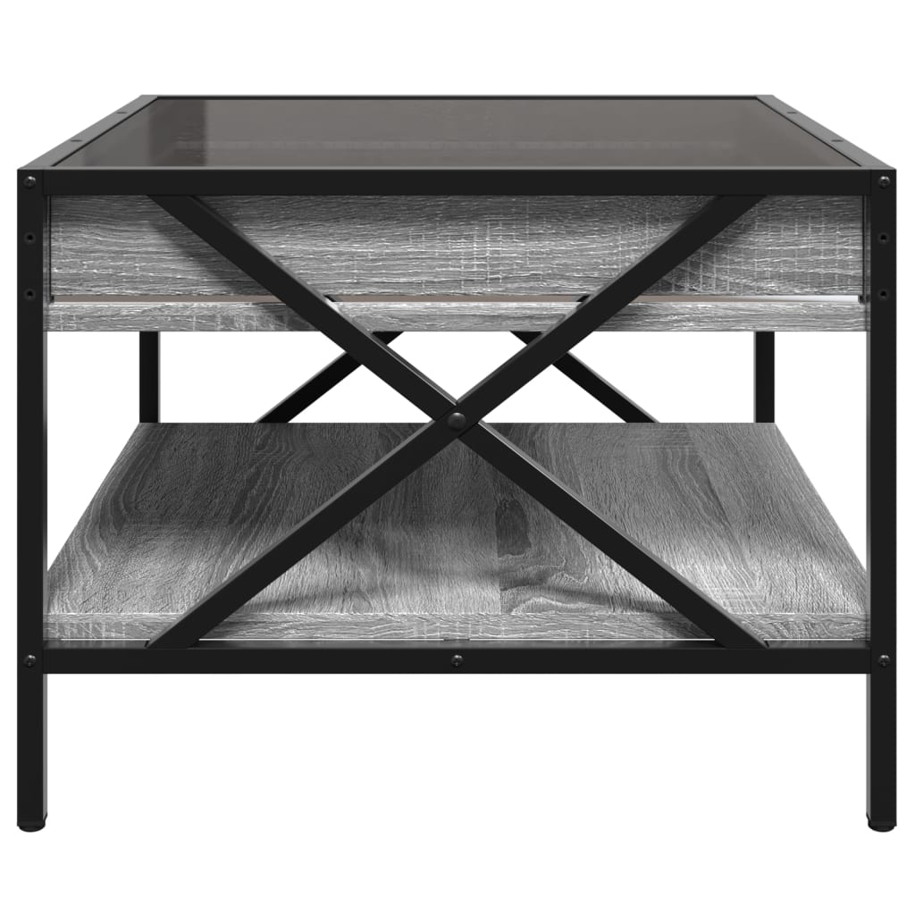 vidaXL Măsuță de cafea cu LED infinity, gri sonoma, 50x50x38 cm vidaXL Măsuță de cafea cu LED infinity, gri sonoma, 50x50x38 cm