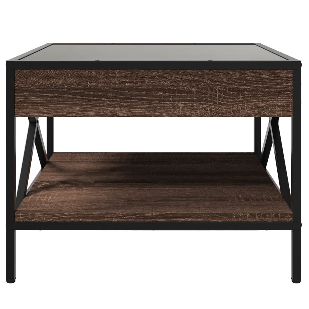 vidaXL Măsuță de cafea cu LED infinity, stejar maro, 50x50x38 cm vidaXL Măsuță de cafea cu LED infinity, stejar maro, 50x50x38 cm