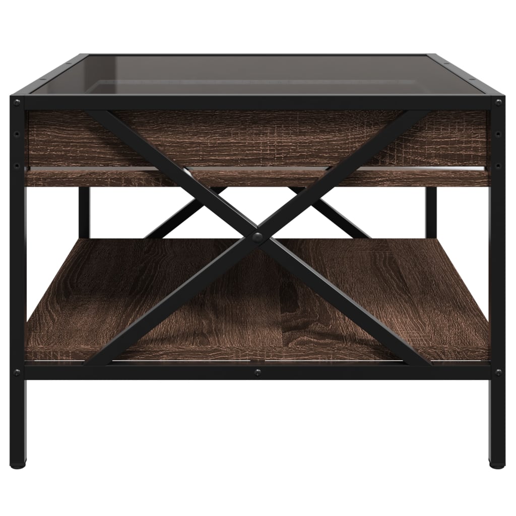 vidaXL Măsuță de cafea cu LED infinity, stejar maro, 50x50x38 cm vidaXL Măsuță de cafea cu LED infinity, stejar maro, 50x50x38 cm