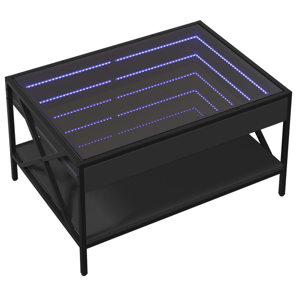 vidaXL Măsuță de cafea cu LED infinity, negru, 70x50x38 cm vidaXL Măsuță de cafea cu LED infinity, negru, 70x50x38 cm