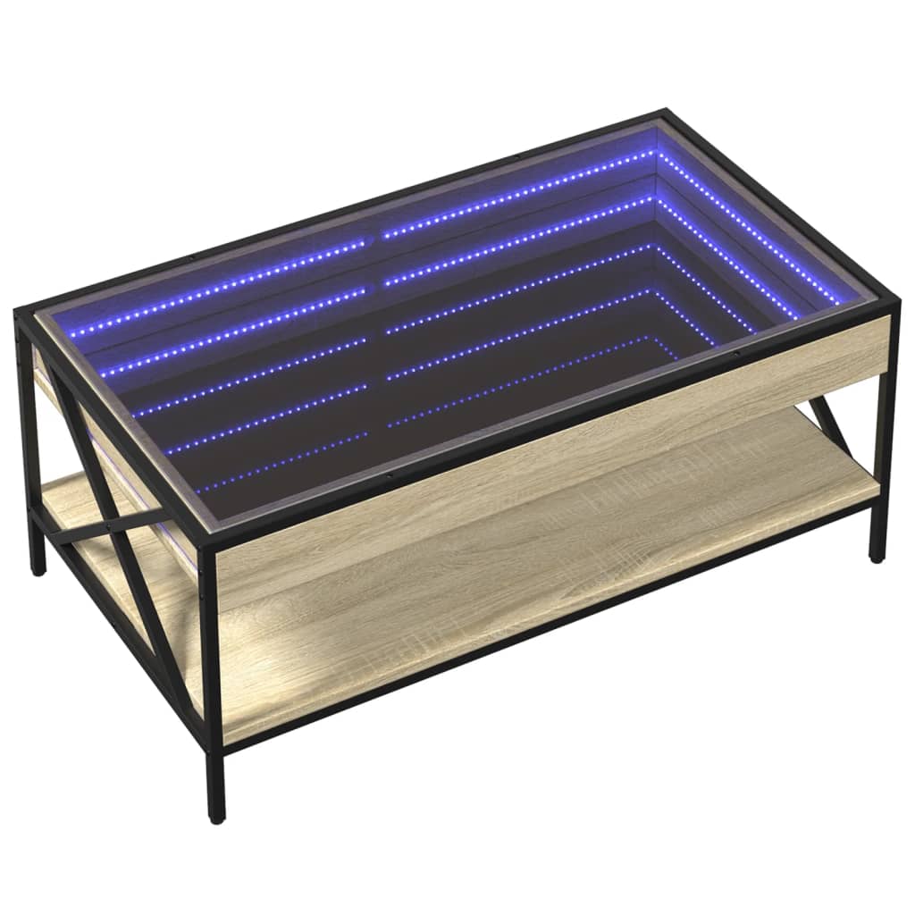 vidaXL Măsuță de cafea cu LED infinity, stejar sonoma, 90x50x38 cm vidaXL Măsuță de cafea cu LED infinity, stejar sonoma, 90x50x38 cm