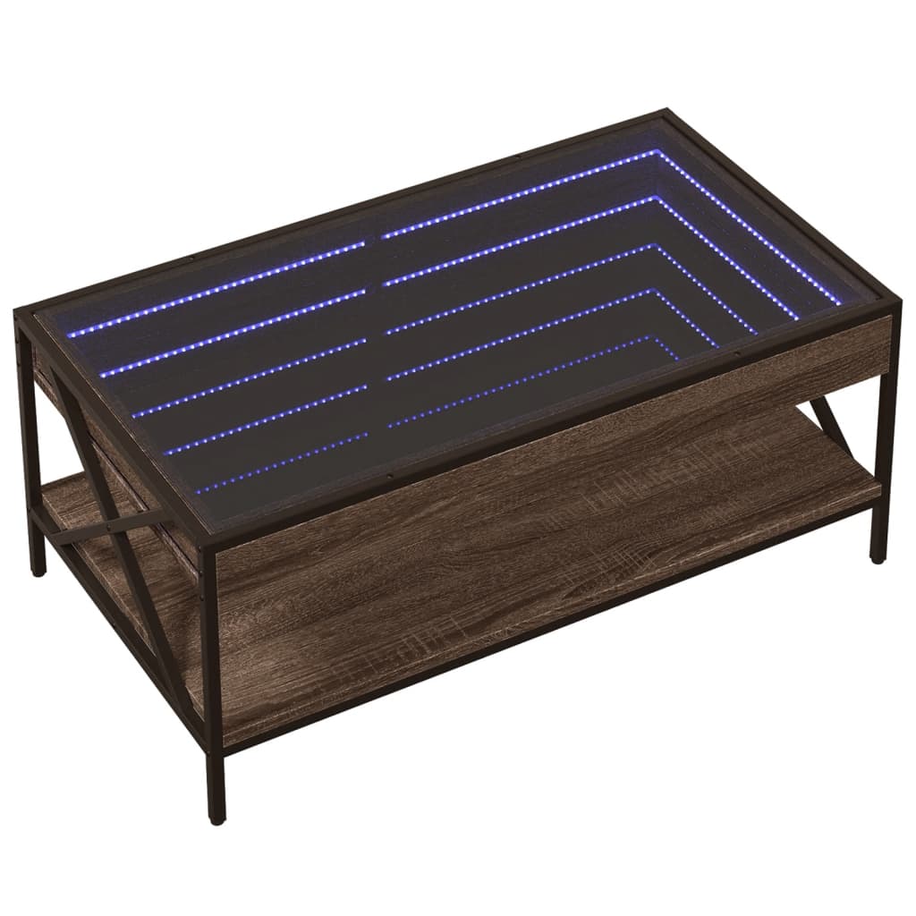 vidaXL Măsuță de cafea cu LED infinity, stejar maro, 90x50x38 cm vidaXL Măsuță de cafea cu LED infinity, stejar maro, 90x50x38 cm