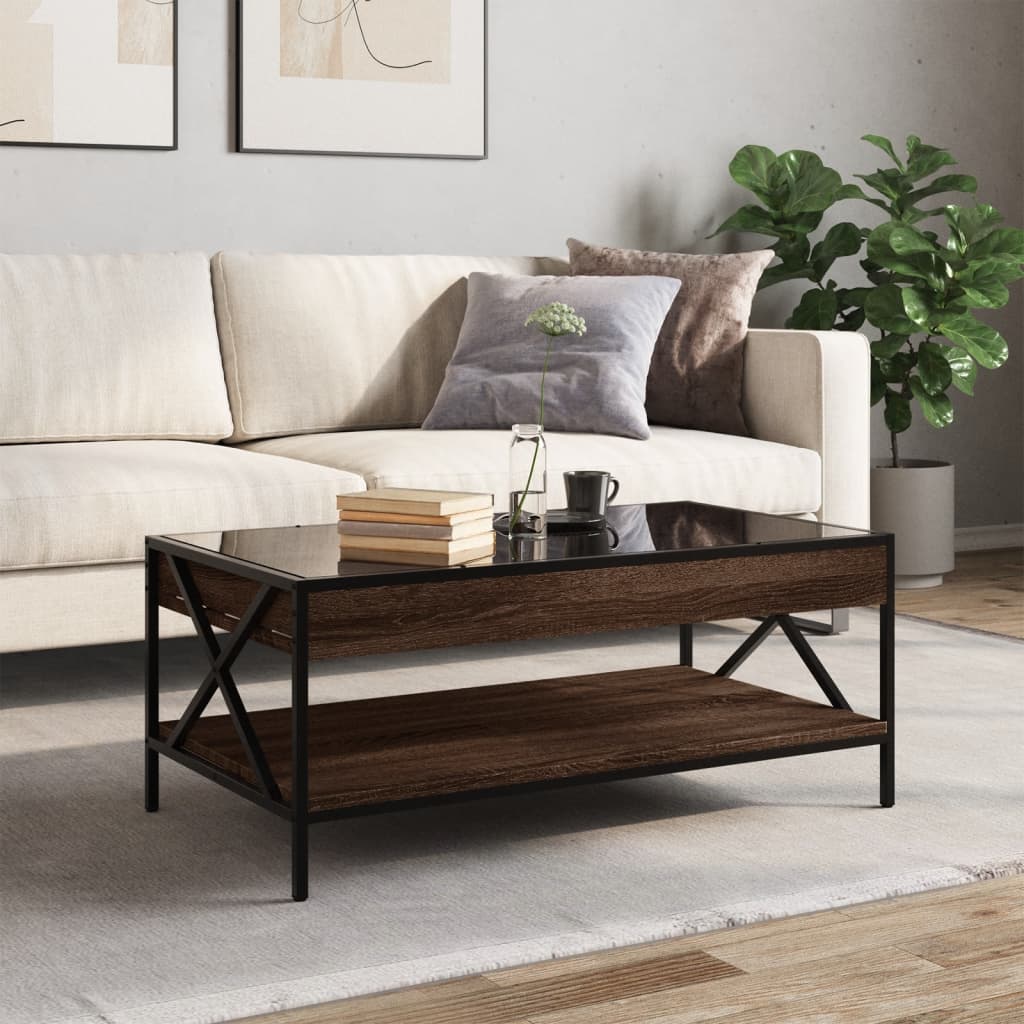 vidaXL Măsuță de cafea cu LED infinity, stejar maro, 90x50x38 cm vidaXL Măsuță de cafea cu LED infinity, stejar maro, 90x50x38 cm