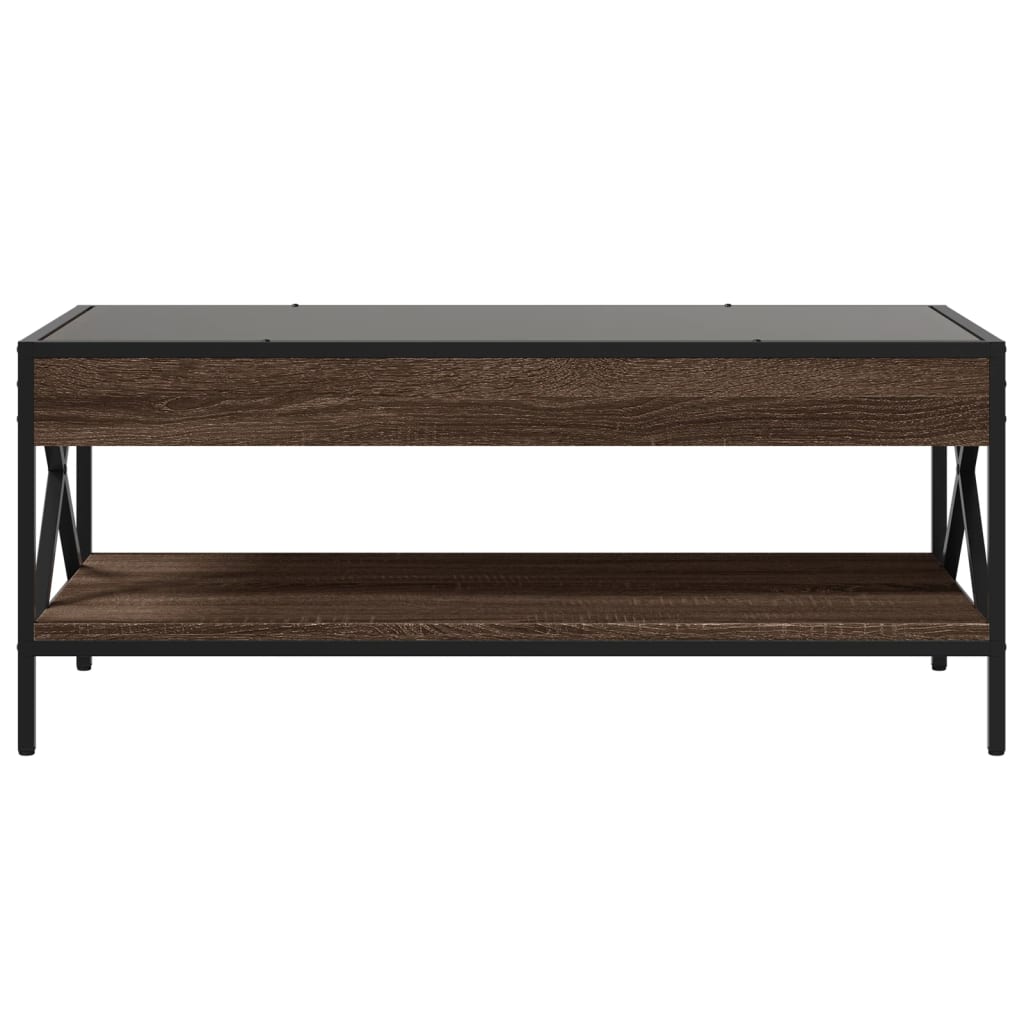 vidaXL Măsuță de cafea cu LED infinity, stejar maro, 90x50x38 cm vidaXL Măsuță de cafea cu LED infinity, stejar maro, 90x50x38 cm