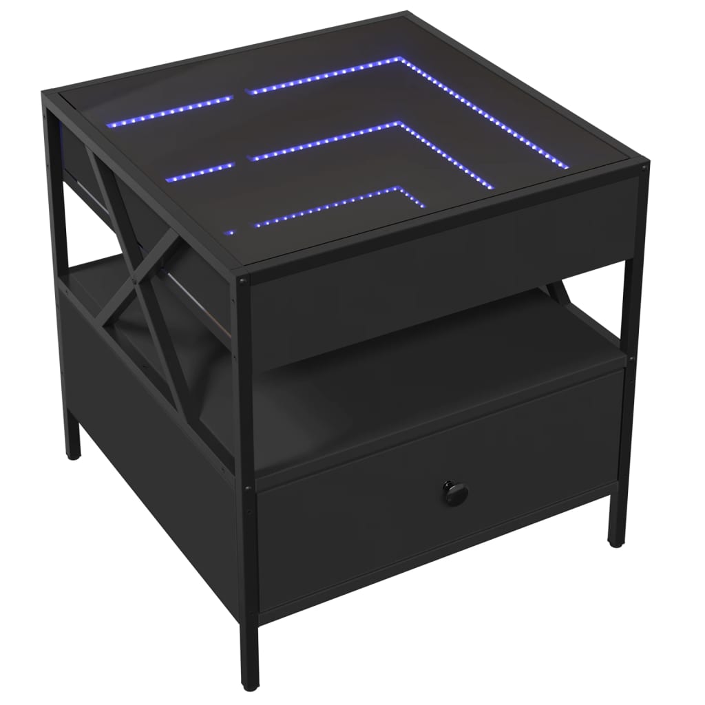 vidaXL Măsuță de cafea cu LED infinity, negru, 50x50x51 cm vidaXL Măsuță de cafea cu LED infinity, negru, 50x50x51 cm