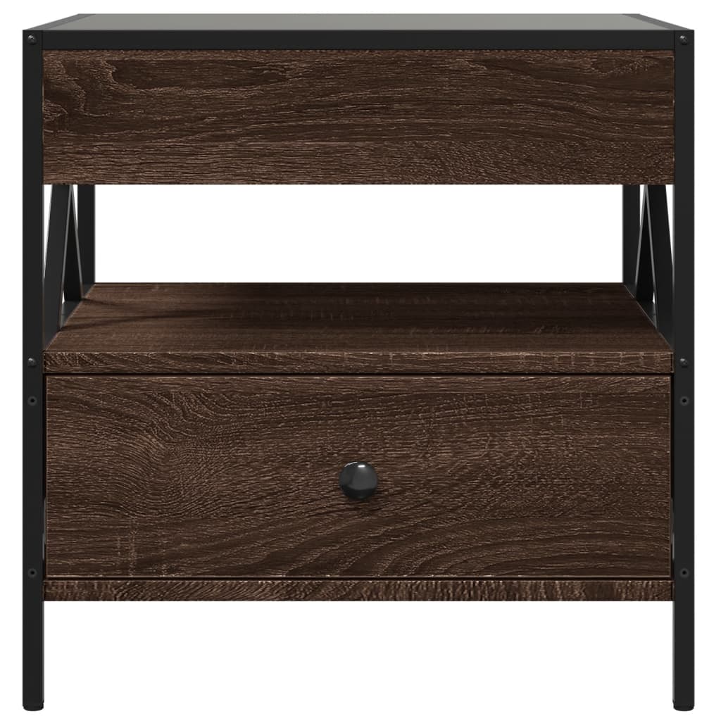 vidaXL Măsuță de cafea cu LED infinity, stejar maro, 50x50x51 cm vidaXL Măsuță de cafea cu LED infinity, stejar maro, 50x50x51 cm