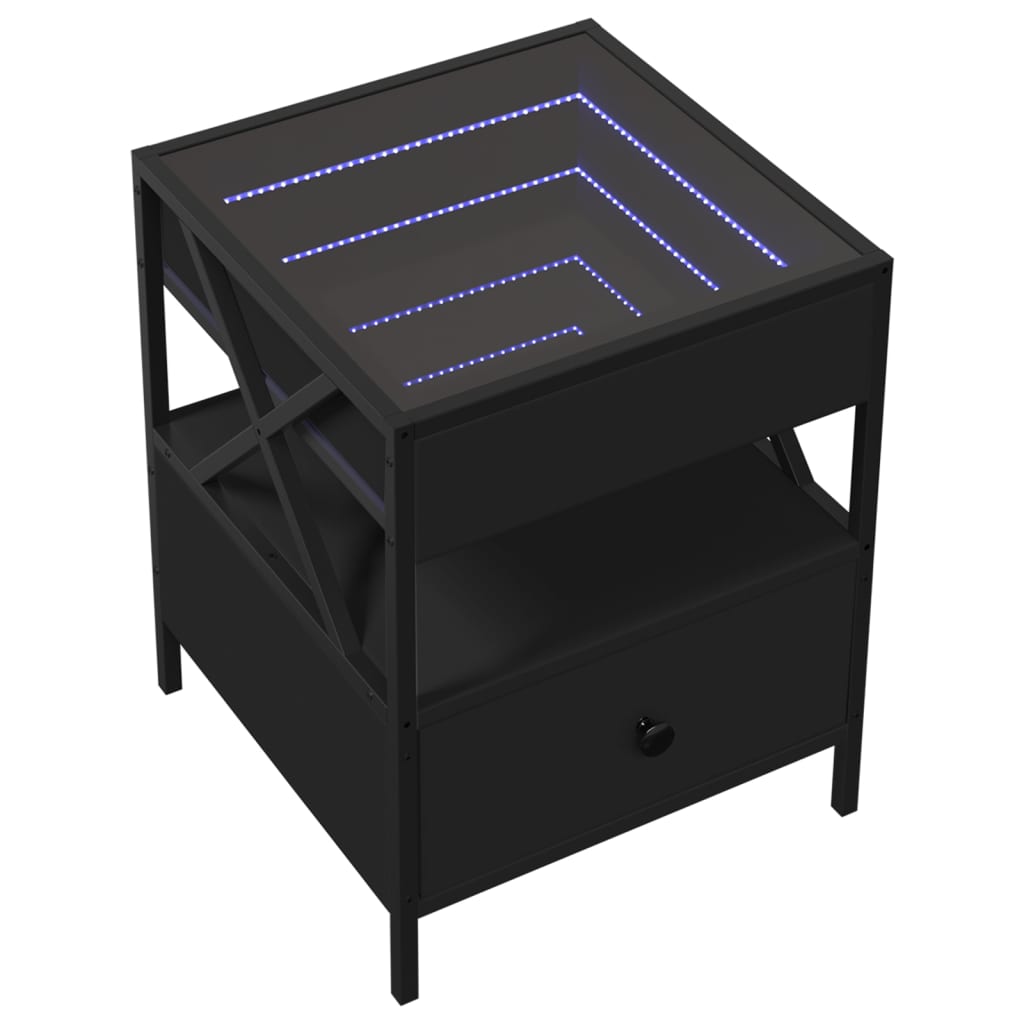 vidaXL Măsuță de cafea cu LED infinity, negru, 40x40x51 cm vidaXL Măsuță de cafea cu LED infinity, negru, 40x40x51 cm