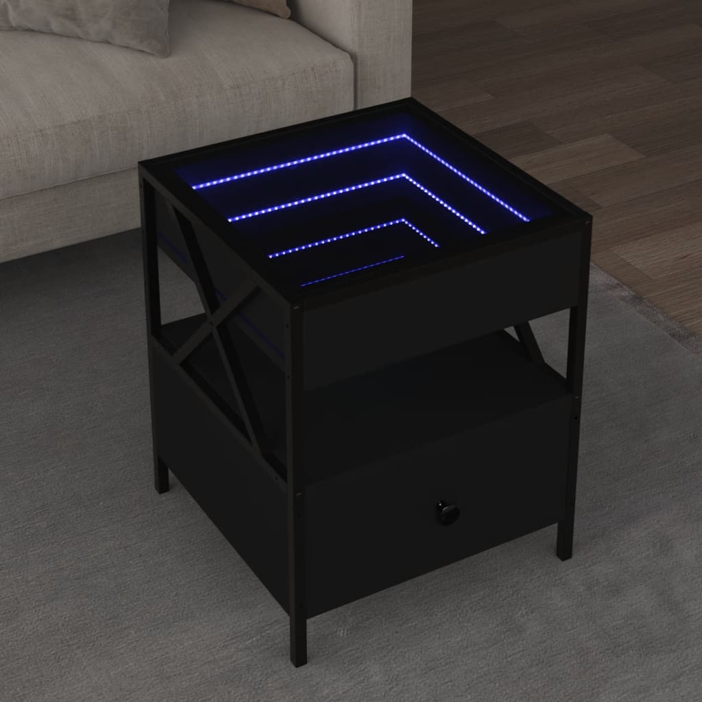 vidaXL Măsuță de cafea cu LED infinity, negru, 40x40x51 cm vidaXL Măsuță de cafea cu LED infinity, negru, 40x40x51 cm