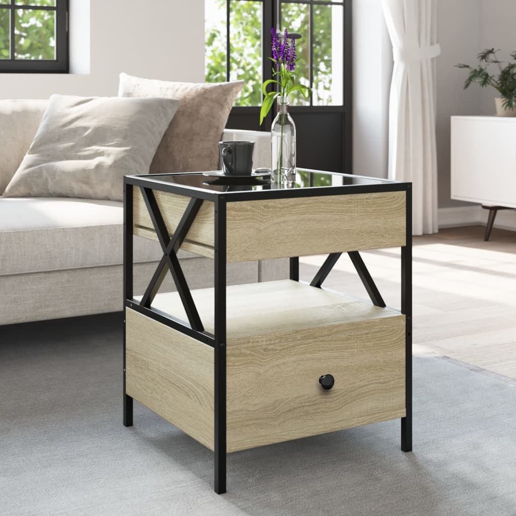vidaXL Măsuță de cafea cu LED infinity, stejar sonoma, 40x40x51 cm vidaXL Măsuță de cafea cu LED infinity, stejar sonoma, 40x40x51 cm