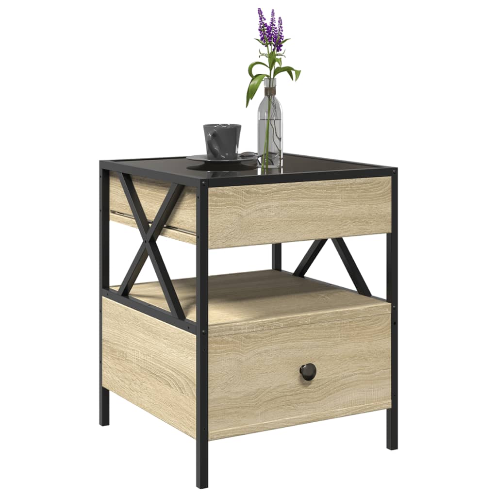 vidaXL Măsuță de cafea cu LED infinity, stejar sonoma, 40x40x51 cm vidaXL Măsuță de cafea cu LED infinity, stejar sonoma, 40x40x51 cm