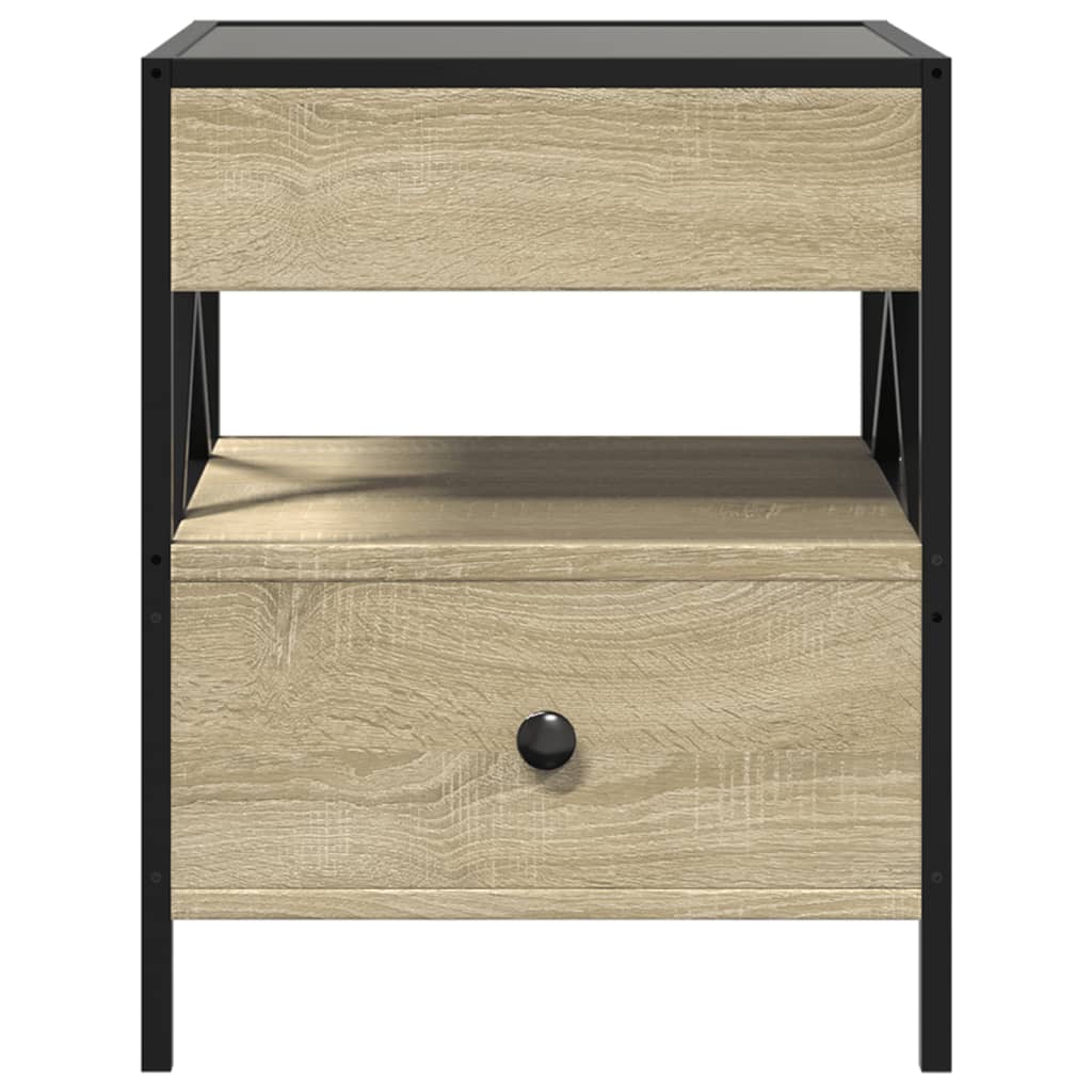 vidaXL Măsuță de cafea cu LED infinity, stejar sonoma, 40x40x51 cm vidaXL Măsuță de cafea cu LED infinity, stejar sonoma, 40x40x51 cm