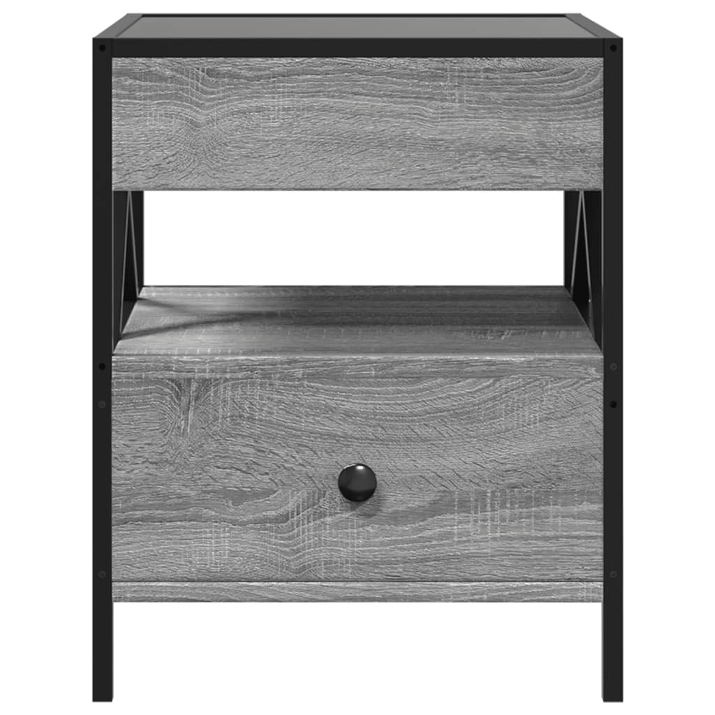 vidaXL Măsuță de cafea cu LED infinity, gri sonoma, 40x40x51 cm vidaXL Măsuță de cafea cu LED infinity, gri sonoma, 40x40x51 cm