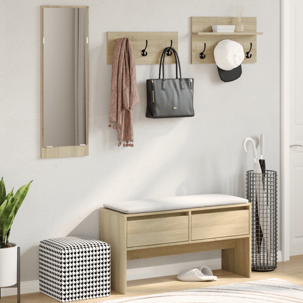 vidaXL Set mobilier pentru hol, 4 piese, stejar sonoma, lemn prelucrat