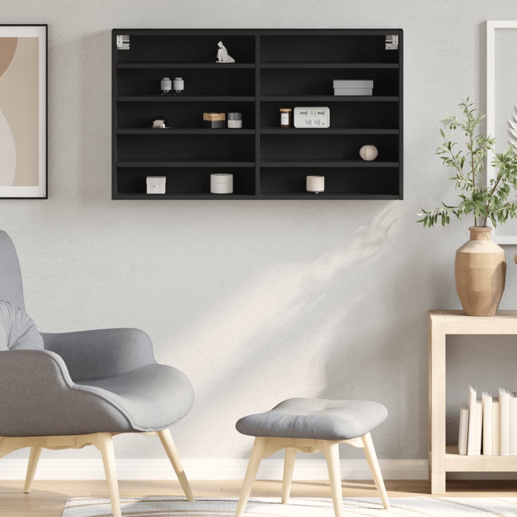 vidaXL Dulap cu vitrină, negru, 100x15x58 cm, lemn prelucrat vidaXL Dulap cu vitrină, negru, 100x15x58 cm, lemn prelucrat