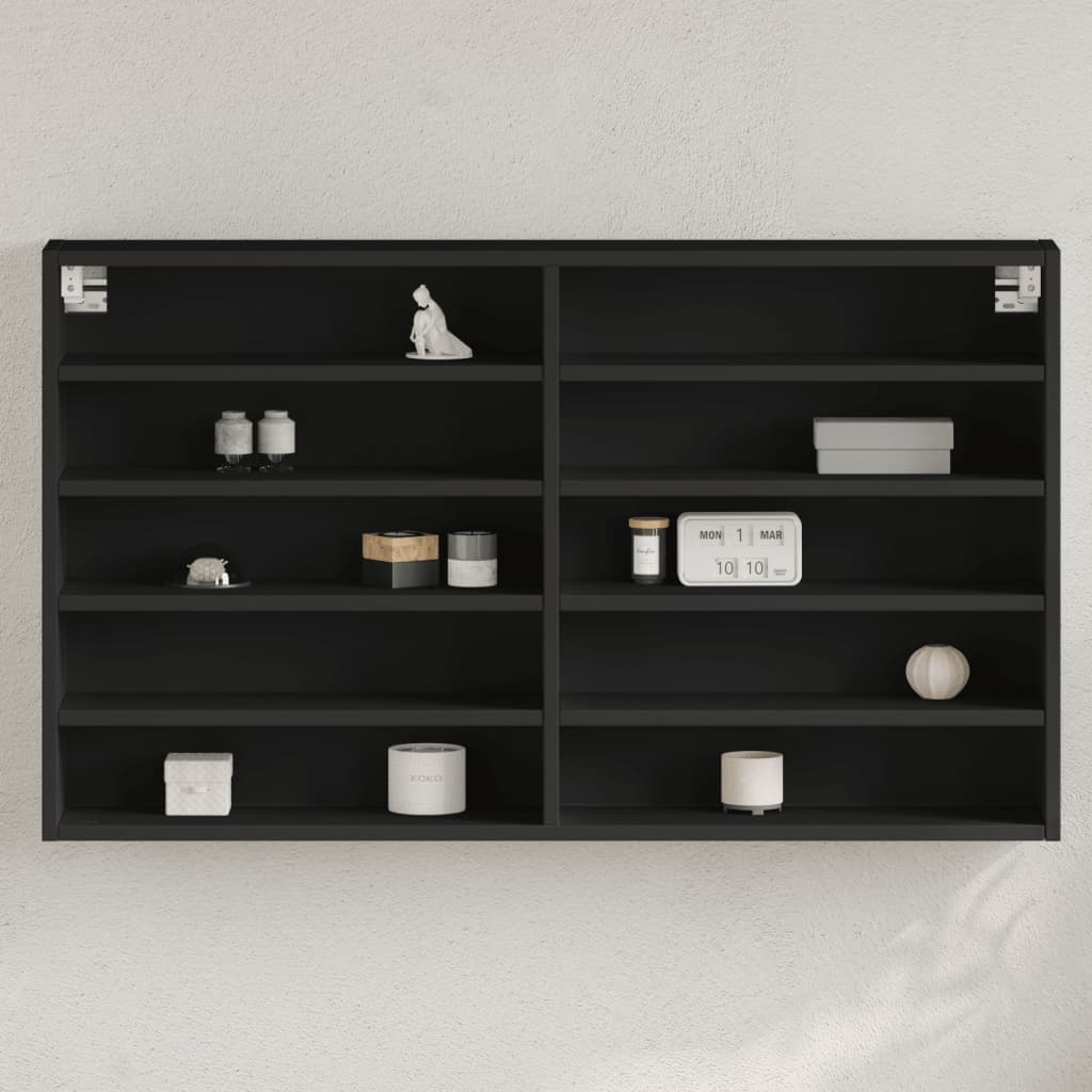 vidaXL Dulap cu vitrină, negru, 100x15x58 cm, lemn prelucrat vidaXL Dulap cu vitrină, negru, 100x15x58 cm, lemn prelucrat