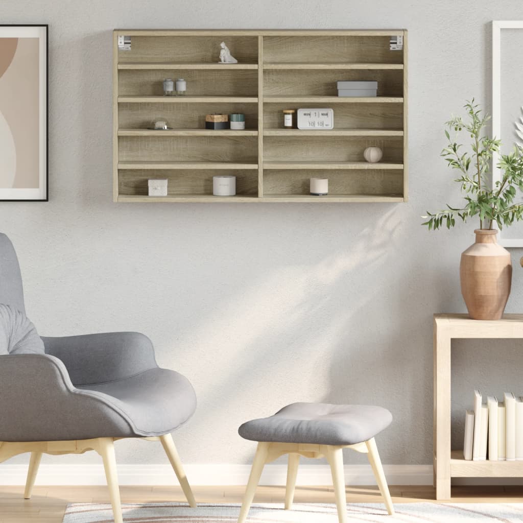 vidaXL Dulap cu vitrină, stejar sonoma, 100x15x58 cm, lemn prelucrat vidaXL Dulap cu vitrină, stejar sonoma, 100x15x58 cm, lemn prelucrat