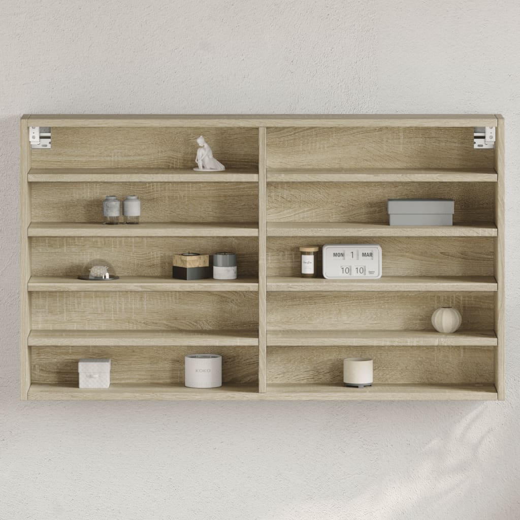vidaXL Dulap cu vitrină, stejar sonoma, 100x15x58 cm, lemn prelucrat vidaXL Dulap cu vitrină, stejar sonoma, 100x15x58 cm, lemn prelucrat