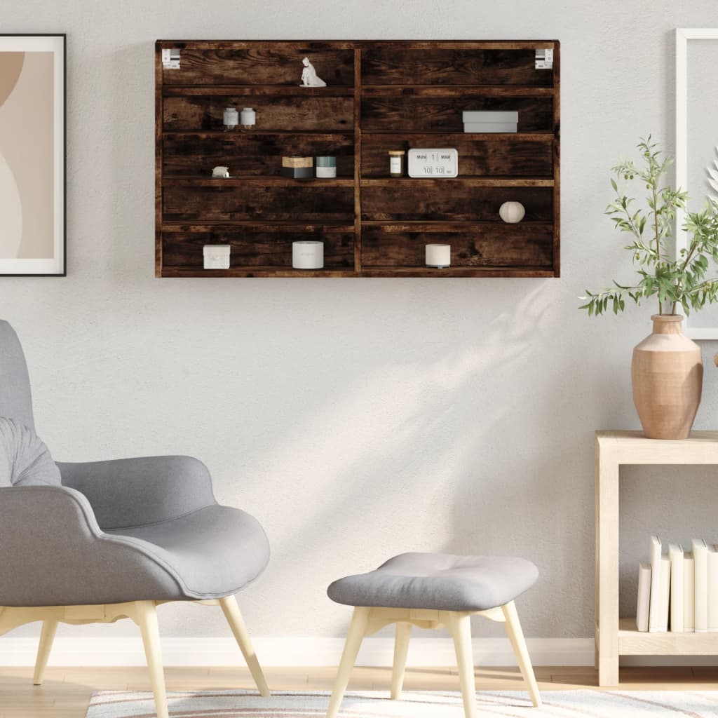 vidaXL Dulap cu vitrină, stejar fumuriu, 100x15x58 cm, lemn prelucrat