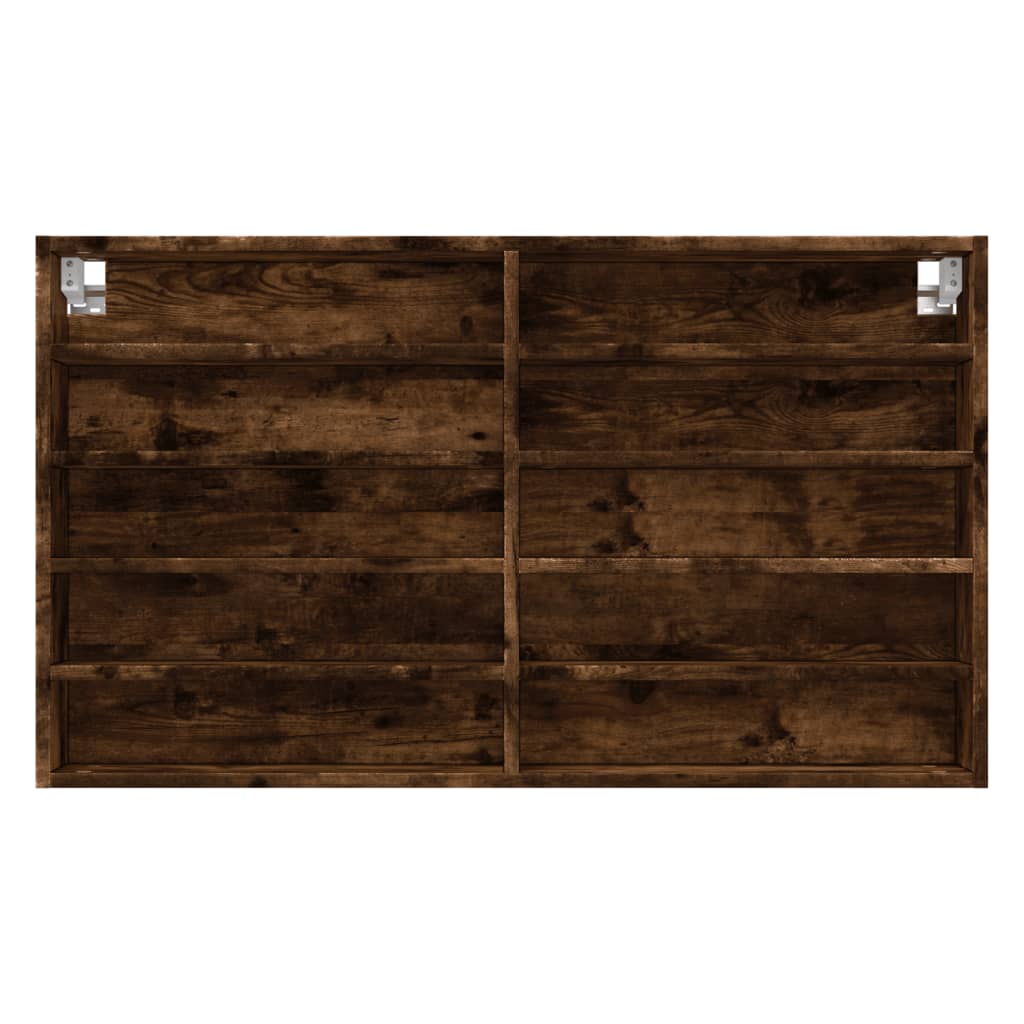 vidaXL Dulap cu vitrină, stejar fumuriu, 100x15x58 cm, lemn prelucrat