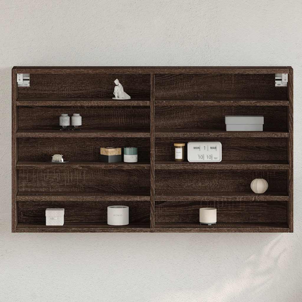 vidaXL Dulap cu vitrină, stejar maro, 100x15x58 cm, lemn prelucrat vidaXL Dulap cu vitrină, stejar maro, 100x15x58 cm, lemn prelucrat