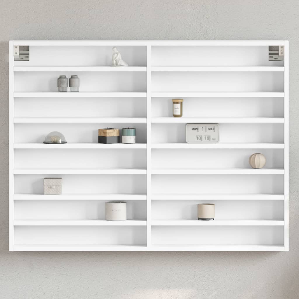 vidaXL Dulap cu vitrină, alb, 100x8,5x75 cm, lemn prelucrat