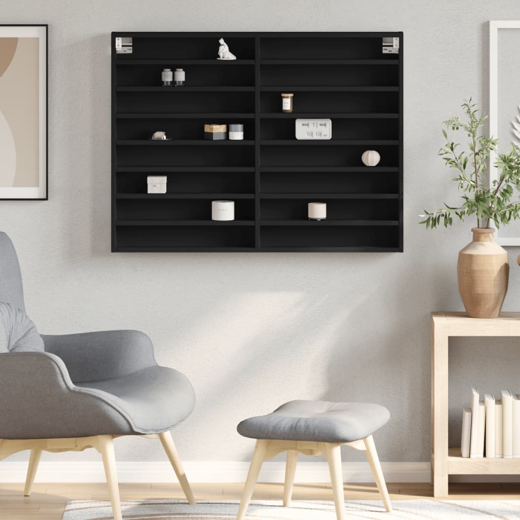 vidaXL Dulap cu vitrină, negru, 100x8,5x75 cm, lemn prelucrat vidaXL Dulap cu vitrină, negru, 100x8,5x75 cm, lemn prelucrat