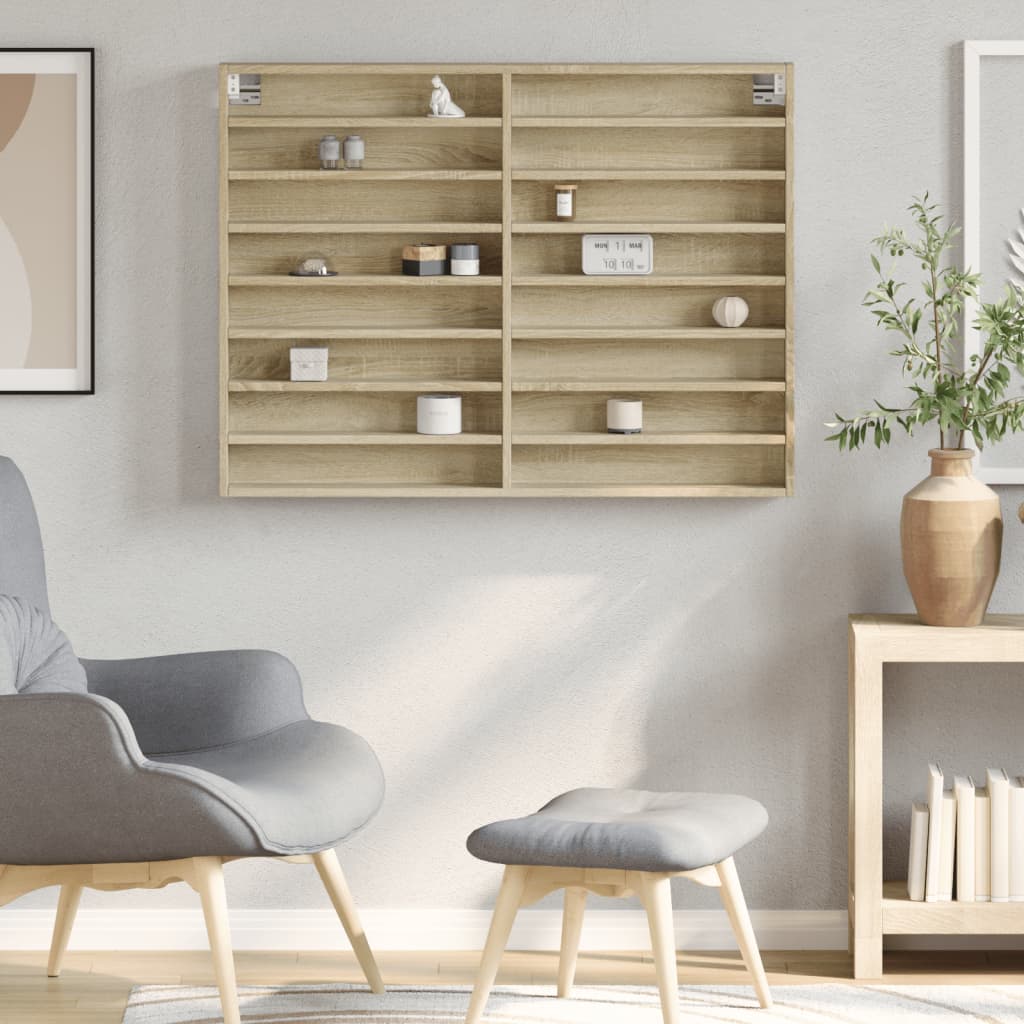 vidaXL Dulap cu vitrină, stejar sonoma, 100x8,5x75 cm, lemn prelucrat