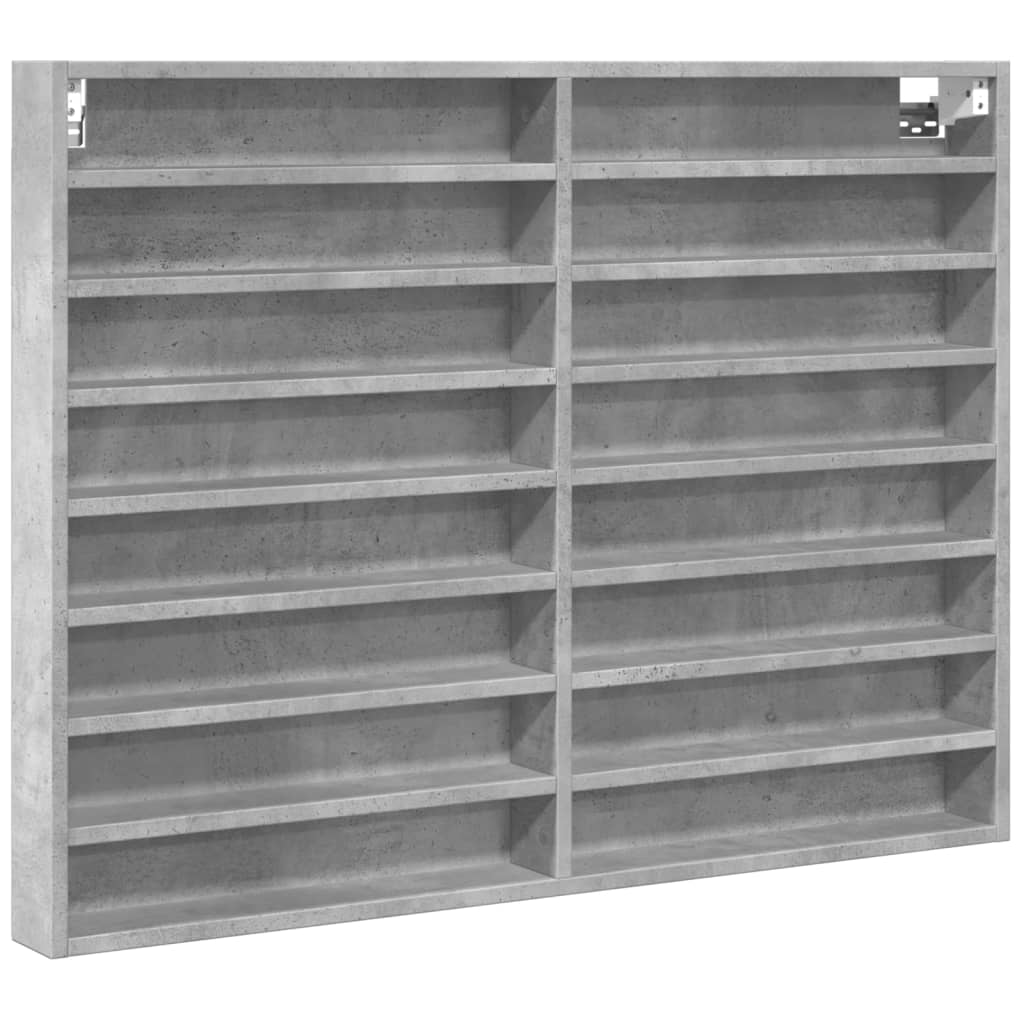 vidaXL Dulap cu vitrină, gri beton, 100x8,5x75 cm, lemn prelucrat