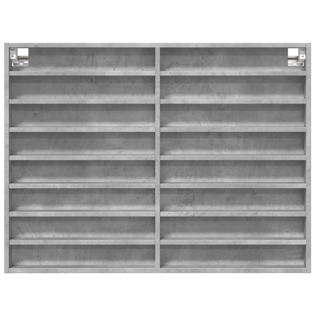 vidaXL Dulap cu vitrină, gri beton, 100x8,5x75 cm, lemn prelucrat