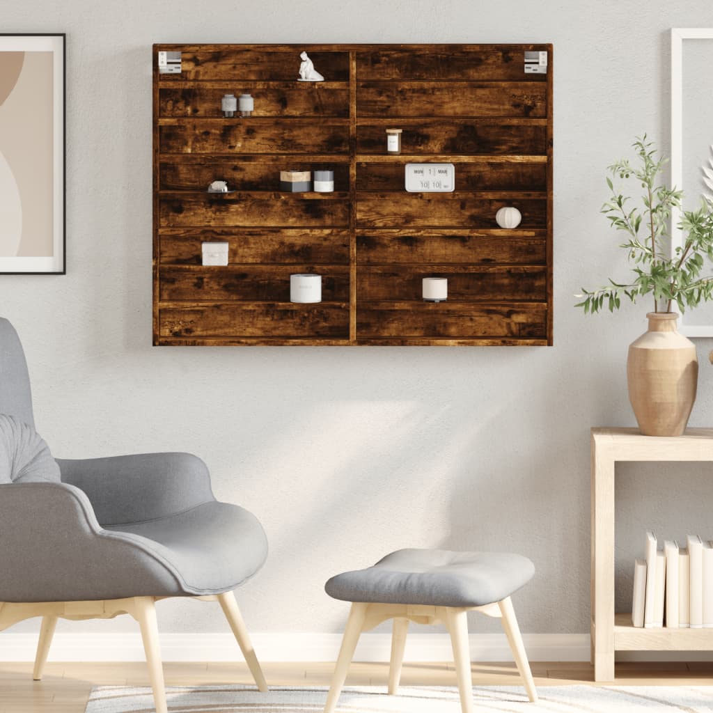 vidaXL Dulap cu vitrină, stejar fumuriu, 100x8,5x75 cm, lemn prelucrat vidaXL Dulap cu vitrină, stejar fumuriu, 100x8,5x75 cm, lemn prelucrat