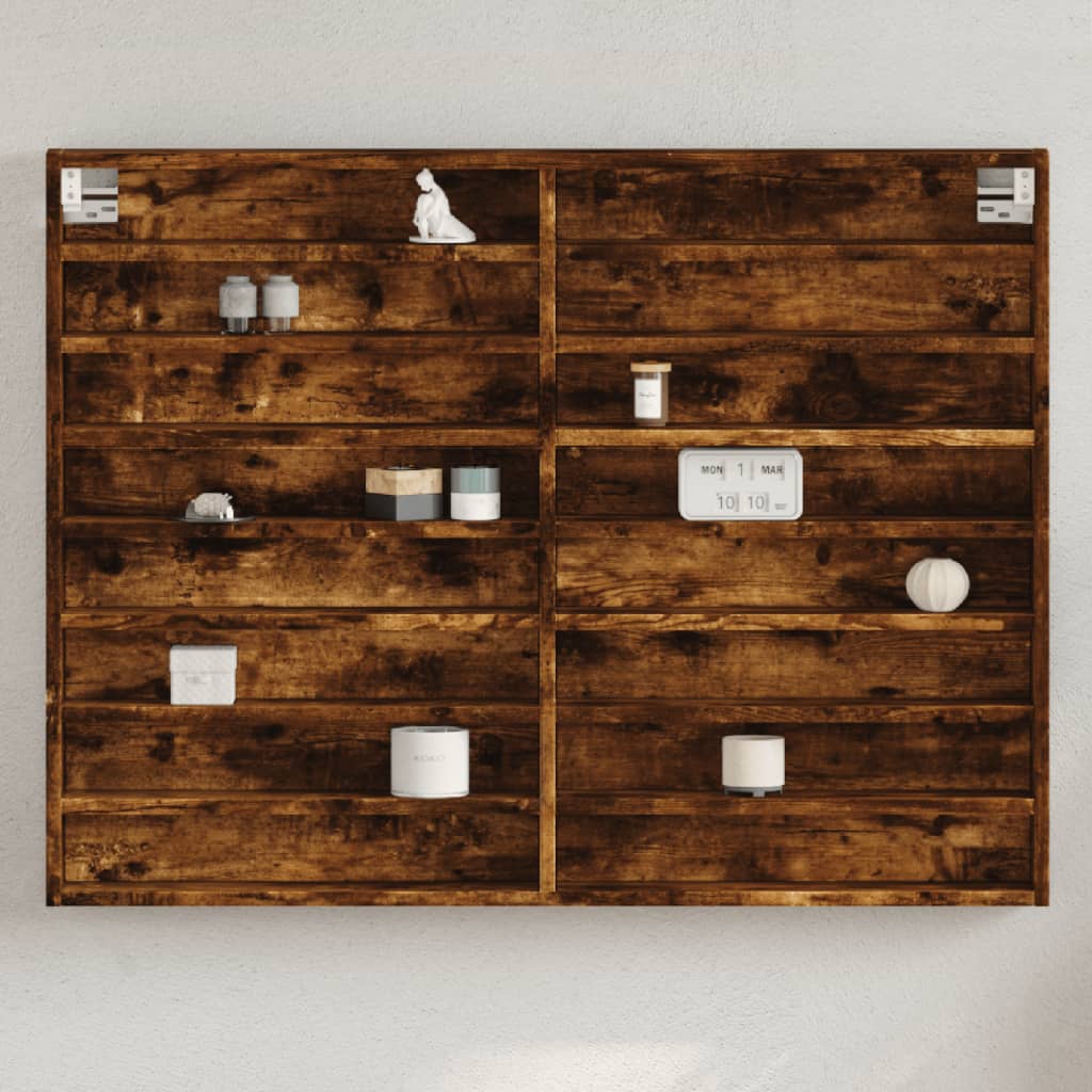 vidaXL Dulap cu vitrină, stejar fumuriu, 100x8,5x75 cm, lemn prelucrat vidaXL Dulap cu vitrină, stejar fumuriu, 100x8,5x75 cm, lemn prelucrat