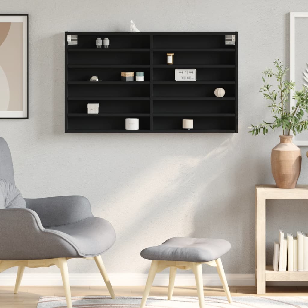 vidaXL Dulap cu vitrină, negru, 100x8,5x58 cm, lemn prelucrat vidaXL Dulap cu vitrină, negru, 100x8,5x58 cm, lemn prelucrat