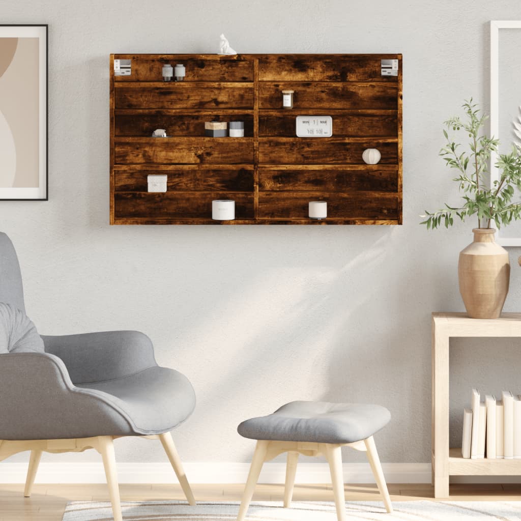 vidaXL Dulap cu vitrină, stejar fumuriu, 100x8,5x58 cm, lemn prelucrat vidaXL Dulap cu vitrină, stejar fumuriu, 100x8,5x58 cm, lemn prelucrat