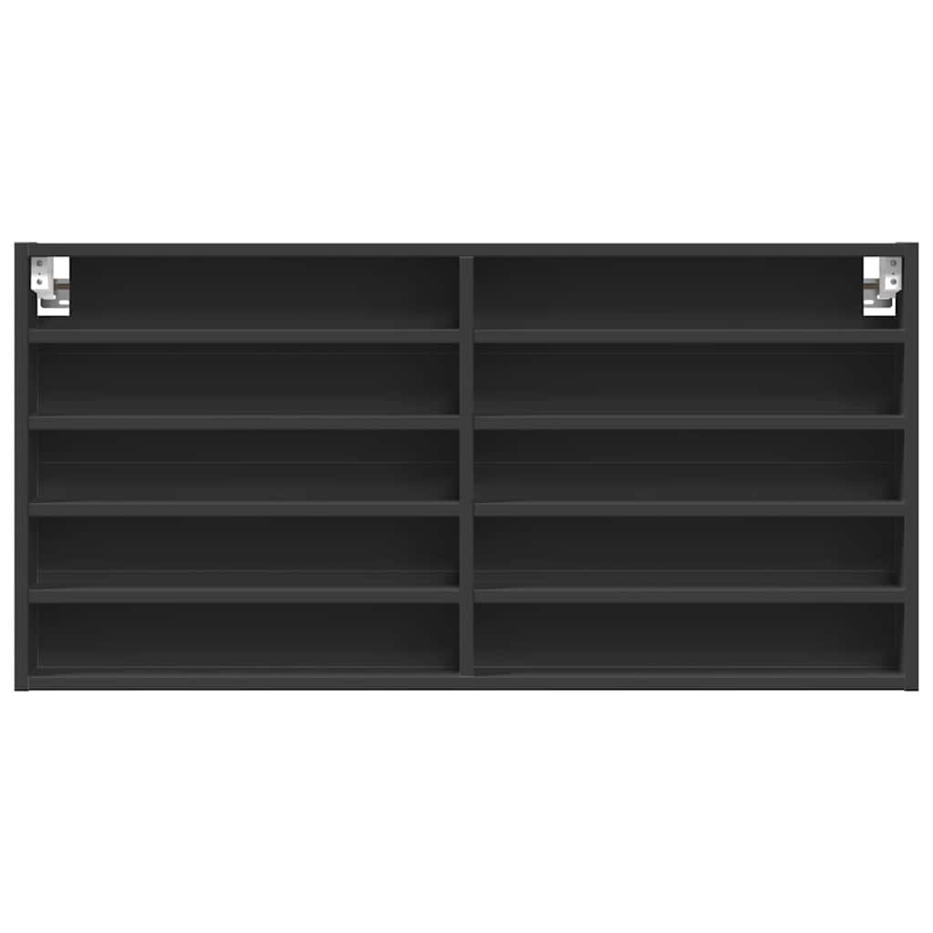 vidaXL Dulap cu vitrină, negru, 100x8,5x58 cm, lemn prelucrat vidaXL Dulap cu vitrină, negru, 100x8,5x58 cm, lemn prelucrat