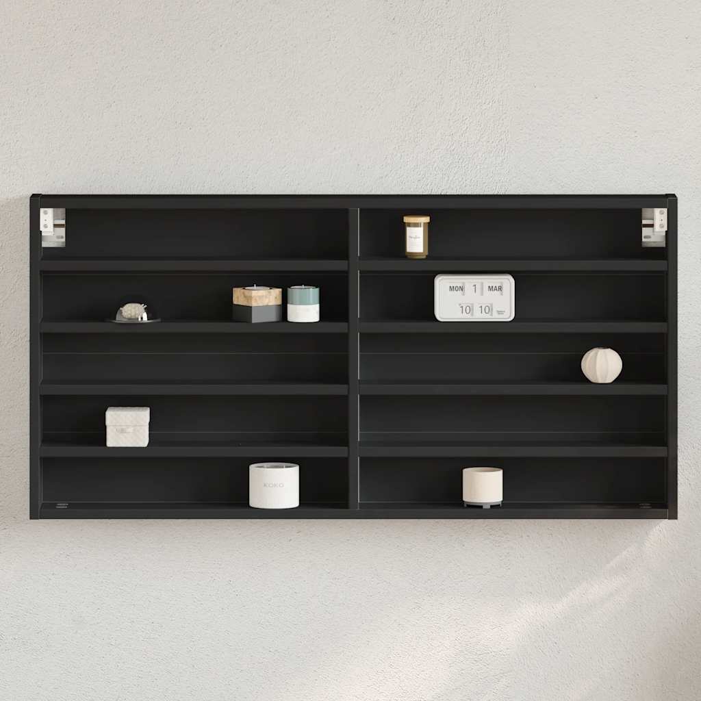 vidaXL Dulap cu vitrină, negru, 100x8,5x58 cm, lemn prelucrat vidaXL Dulap cu vitrină, negru, 100x8,5x58 cm, lemn prelucrat