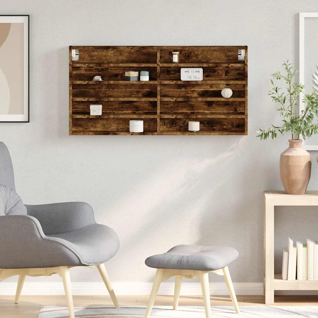 vidaXL Dulap cu vitrină, stejar fumuriu, 100x8,5x50 cm, lemn prelucrat vidaXL Dulap cu vitrină, stejar fumuriu, 100x8,5x50 cm, lemn prelucrat