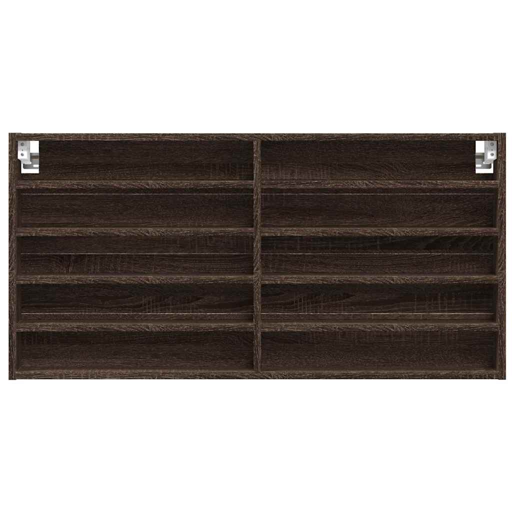 vidaXL Dulap cu vitrină, stejar maro, 100x8,5x50 cm, lemn prelucrat
