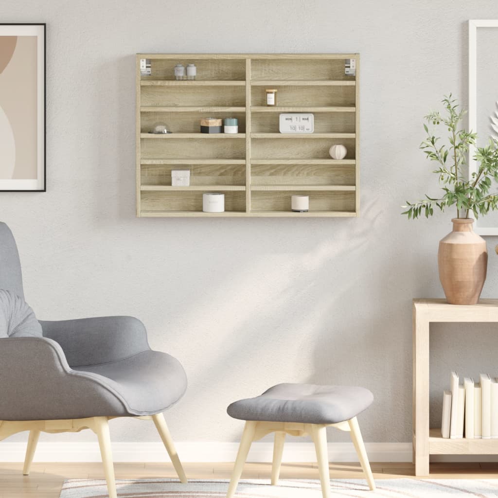 vidaXL Dulap cu vitrină, stejar sonoma, 80x8,5x58 cm, lemn prelucrat vidaXL Dulap cu vitrină, stejar sonoma, 80x8,5x58 cm, lemn prelucrat