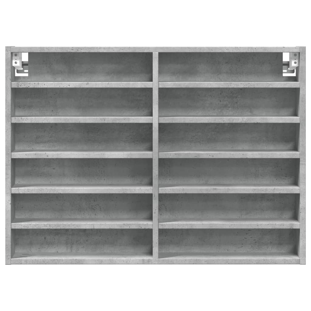 vidaXL Dulap cu vitrină, gri beton, 80x8,5x58 cm, lemn prelucrat
