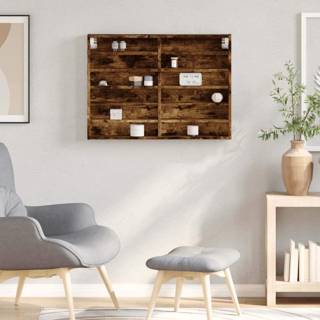 vidaXL Dulap cu vitrină, stejar fumuriu, 80x8,5x58 cm, lemn prelucrat vidaXL Dulap cu vitrină, stejar fumuriu, 80x8,5x58 cm, lemn prelucrat