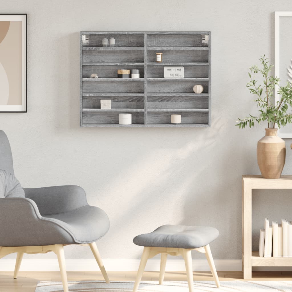 vidaXL Dulap cu vitrină, sonoma gri, 80x8,5x58 cm, lemn prelucrat vidaXL Dulap cu vitrină, sonoma gri, 80x8,5x58 cm, lemn prelucrat