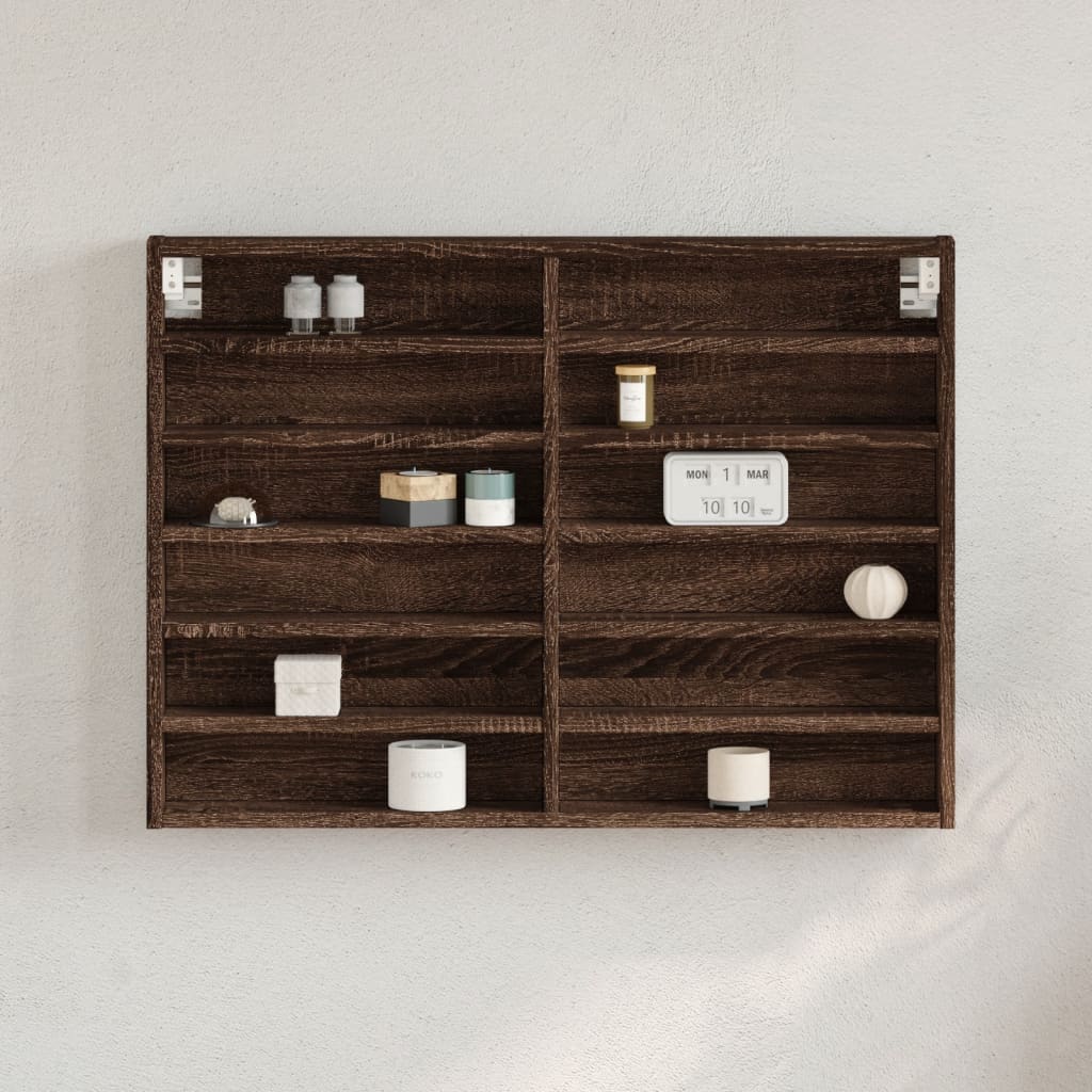 vidaXL Dulap cu vitrină, stejar maro, 80x8,5x58 cm, lemn prelucrat vidaXL Dulap cu vitrină, stejar maro, 80x8,5x58 cm, lemn prelucrat
