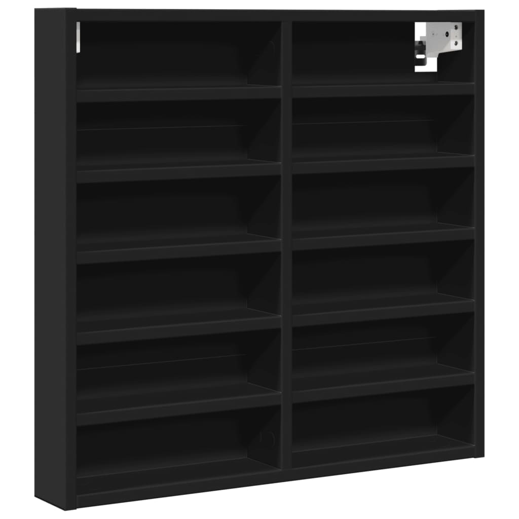 vidaXL Dulap cu vitrină, negru, 60x8,5x58 cm, lemn prelucrat vidaXL Dulap cu vitrină, negru, 60x8,5x58 cm, lemn prelucrat