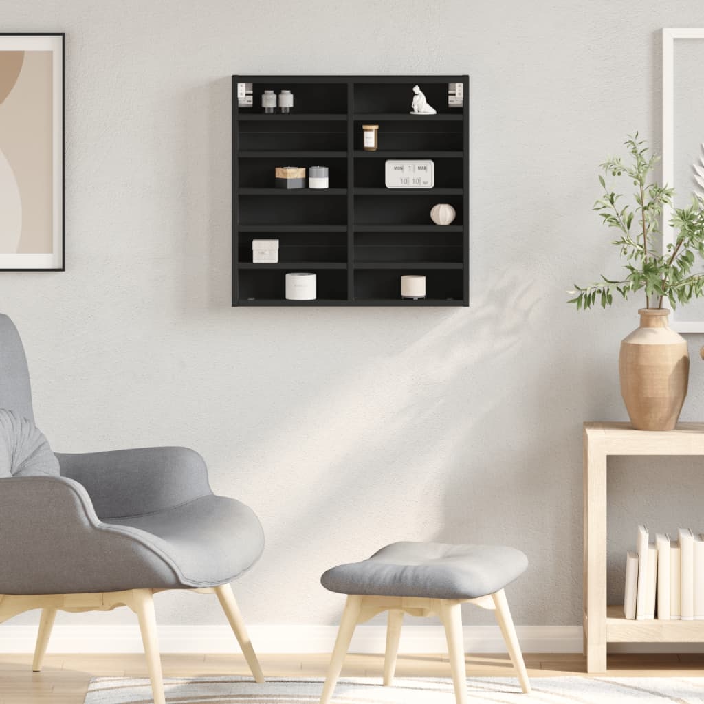 vidaXL Dulap cu vitrină, negru, 60x8,5x58 cm, lemn prelucrat vidaXL Dulap cu vitrină, negru, 60x8,5x58 cm, lemn prelucrat