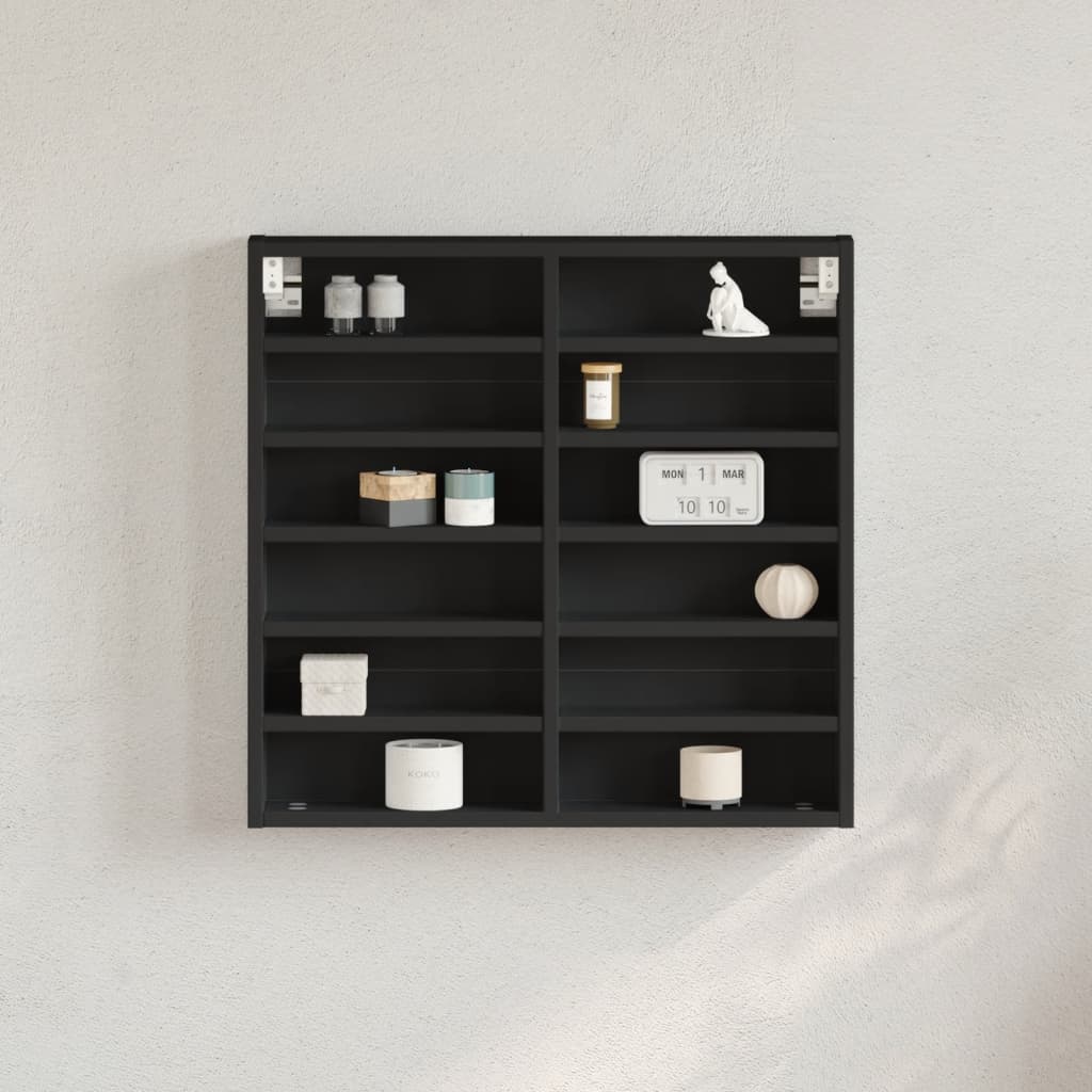 vidaXL Dulap cu vitrină, negru, 60x8,5x58 cm, lemn prelucrat vidaXL Dulap cu vitrină, negru, 60x8,5x58 cm, lemn prelucrat