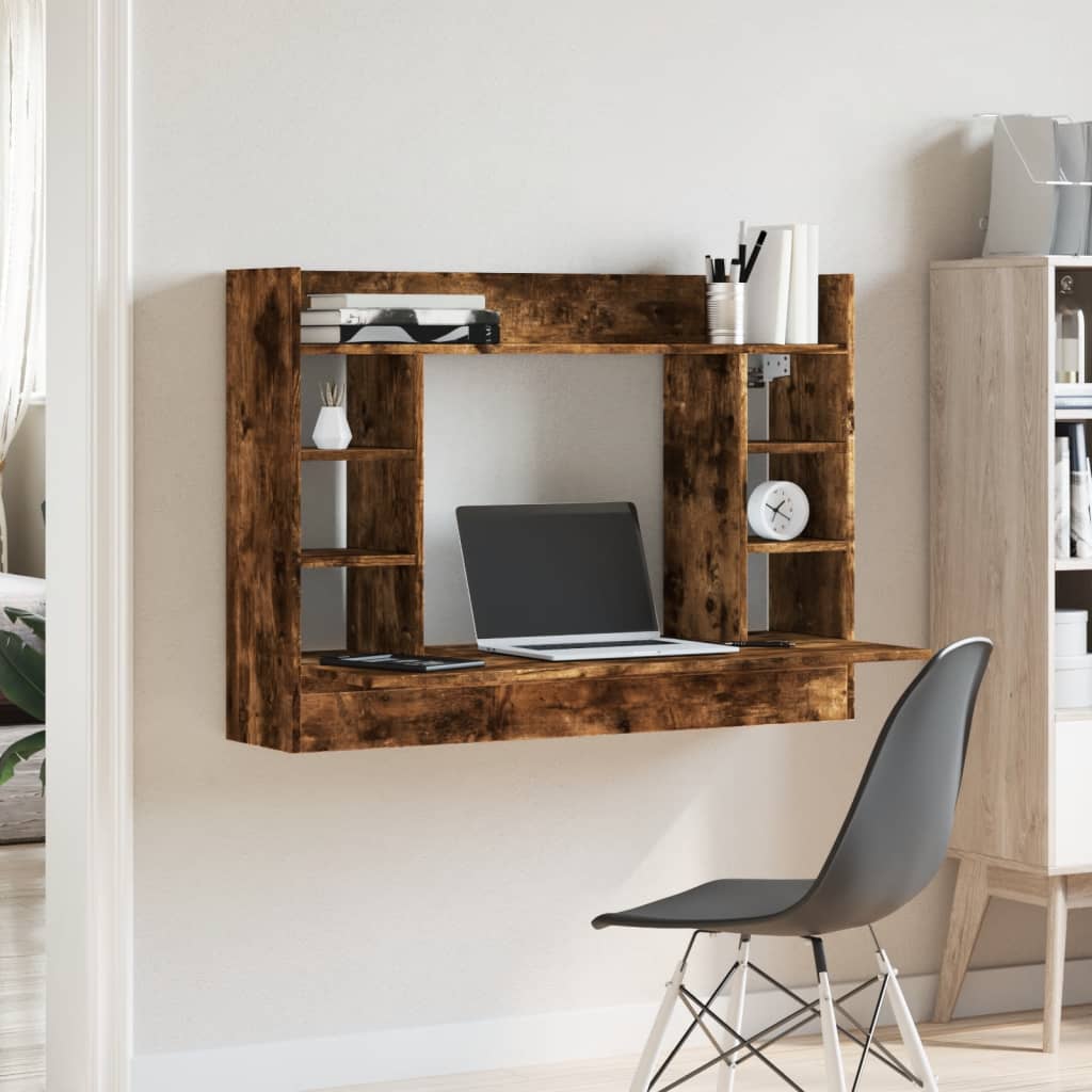 vidaXL Birou montat perete stejar fumuriu 105x48x75cm lemn prelucrat