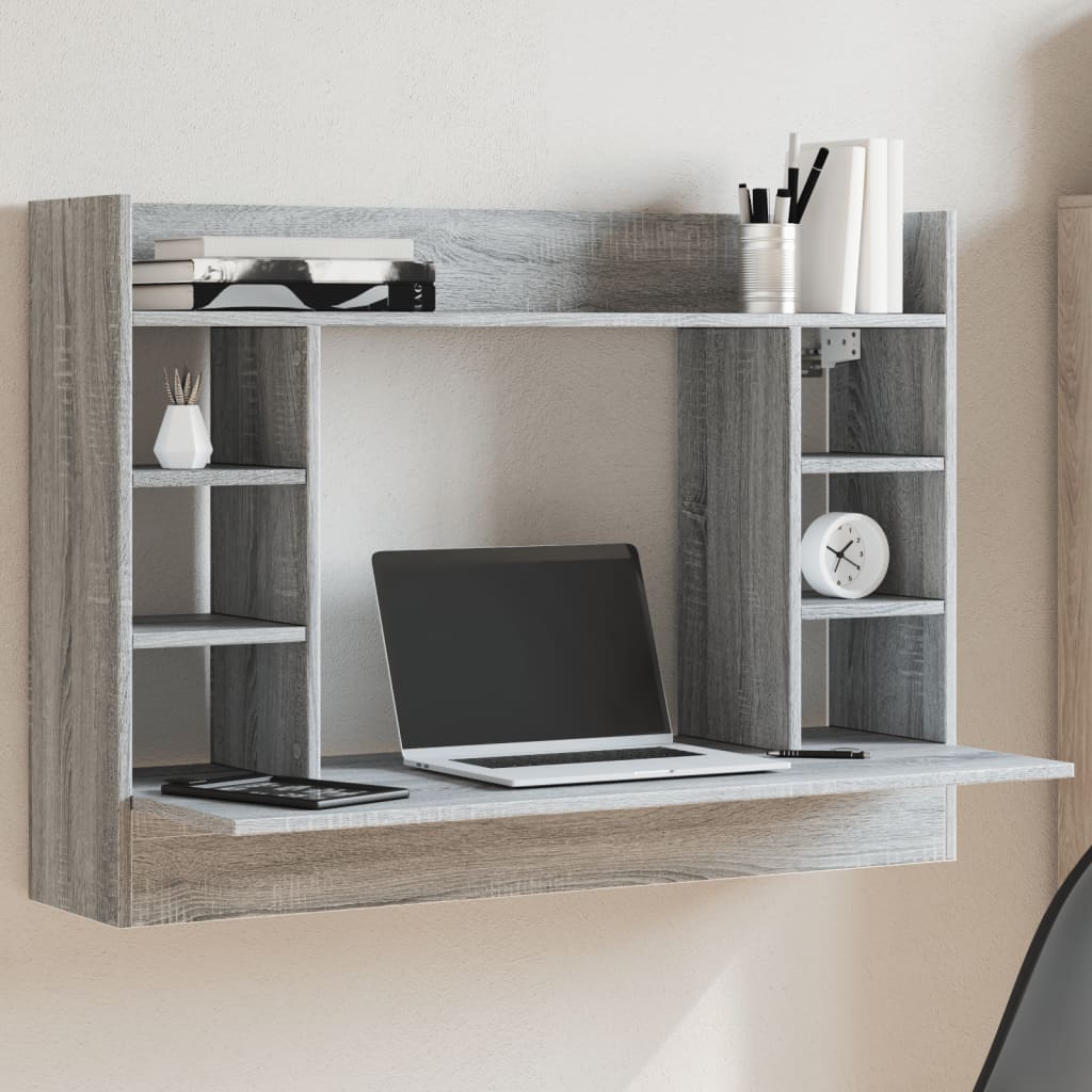 vidaXL Birou montat pe perete sonoma gri 105x48x75cm lemn prelucrat