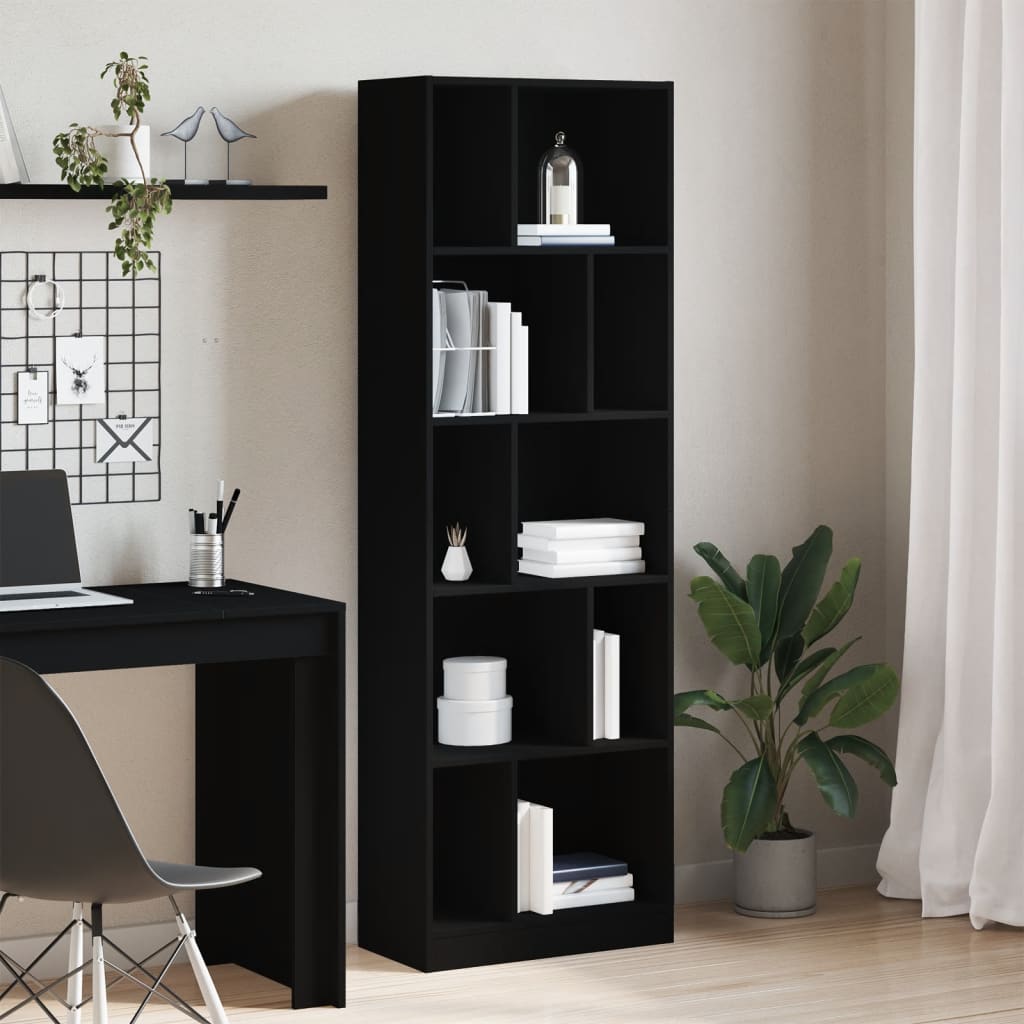 vidaXL Bibliotecă, negru, 57x28,5x174 cm, lemn prelucrat